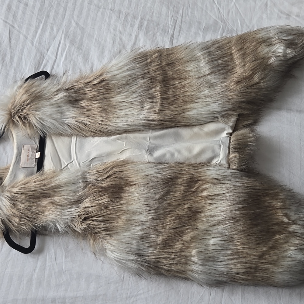 Faux Fur Vest in Brown and Cream